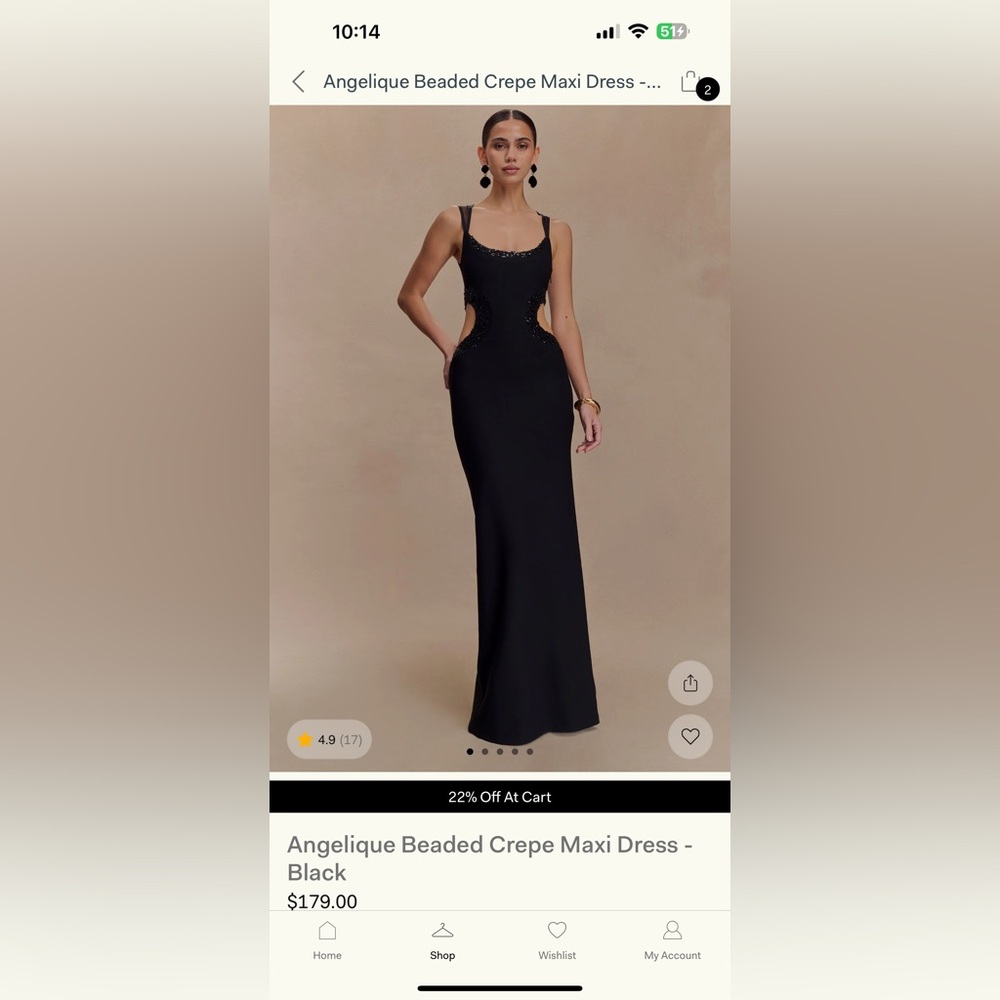 Meshki Black Beaded Backless Dress
